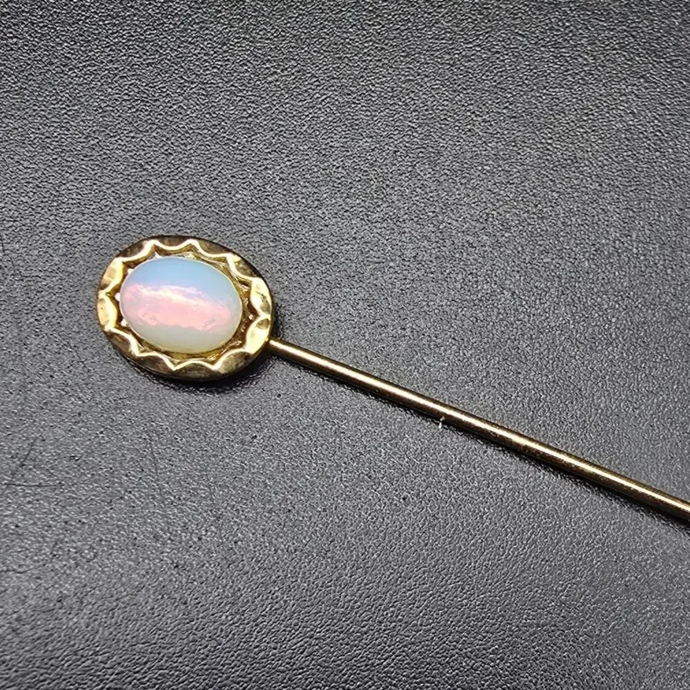 Faux Opal Gold Tone Stick Pin Hat Pin Vintage Costume Jewelry
